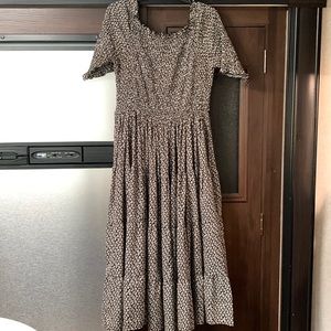 Orange Creek Smocked Tiered Black Floral Dress Woman’s Large